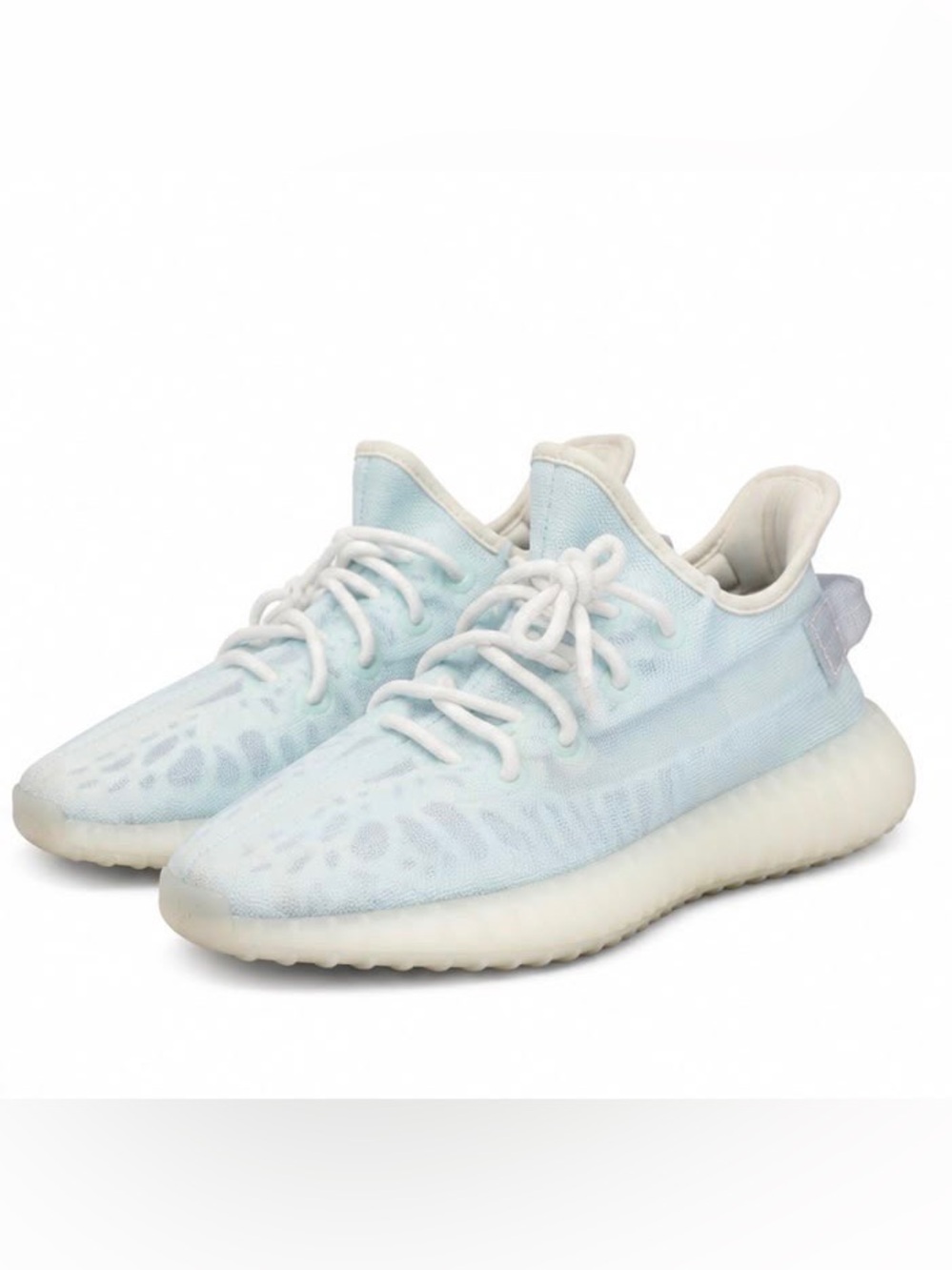 Yeezy Women's Pale Blue Knit Low-Top Sneakers